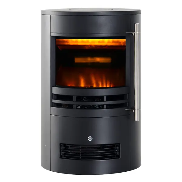 Soba Electrica de Sol semineu cu Efect de Flacara incalzitor Reglabil aparat de incalzire de 1800W, Negru, 41x41x64.5cm HOMCOM | Aosom Romania