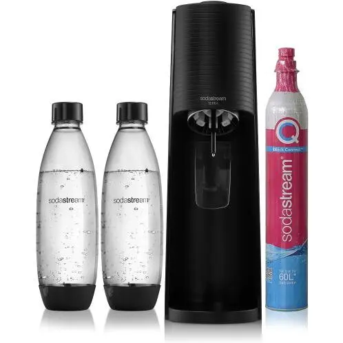 SodaStream Aparat de preparare sifon SodaStream, Set dozator de apa cu 2 sticle Terra 1, Negru