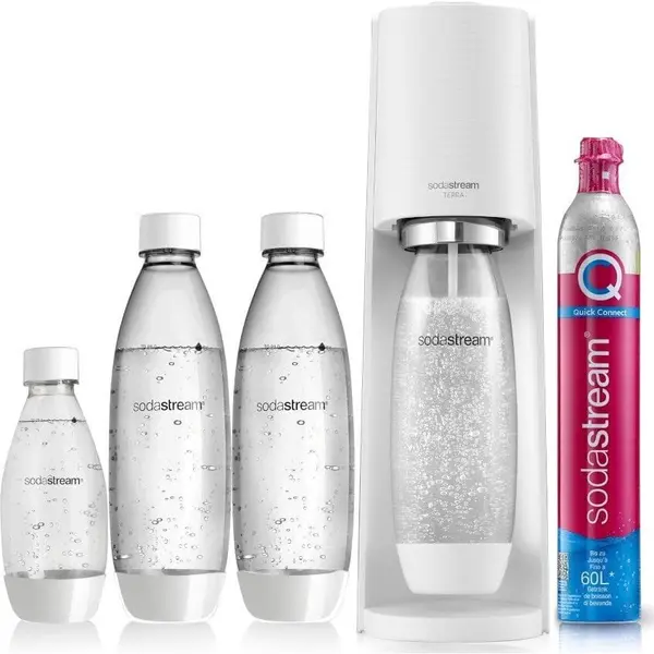 SodaStream Aparat de preparare sifon SodaStream Soda Maker Terra Megapack QC inclusiv 3 sticle, Alb