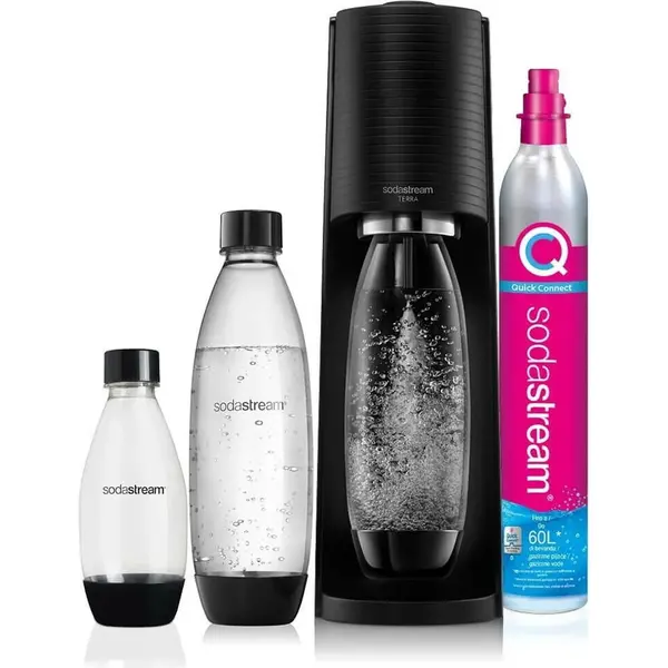 SodaStream Aparat de preparare sifon SodaStream Soda Maker Terra Megapack QC inclusiv 3 sticle, Negru