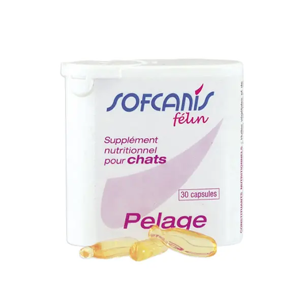 SOFCANIS Pelage, supliment piele & blană pisici, capsule SOFCANIS Pelage, supliment piele & blană pisici, flacon, 30 capsule
