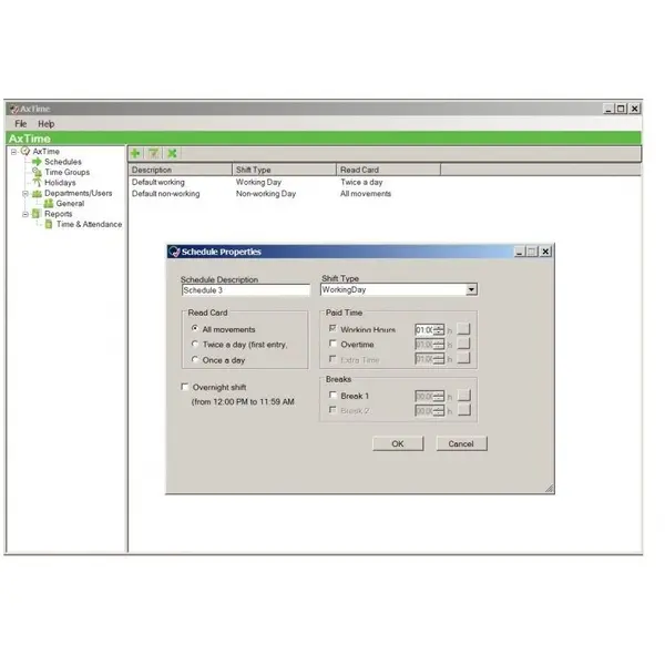 Software centrale Rosslare AXTIME