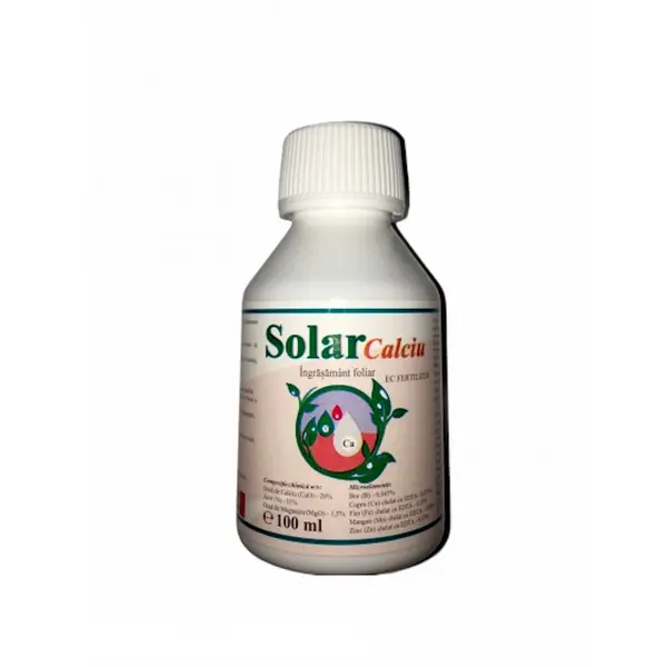 Solar Calciu 100 ml, ingrasamant foliar pe baza de Calciu, Azot si Magneziu, Solarex, imbunatateste fermitatea, marimea si rezistenta la depozitare a fructelor si legumelor - Default Title