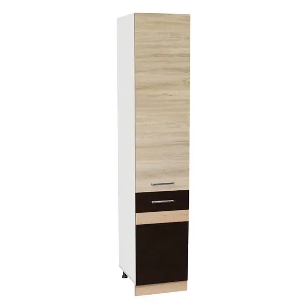 Soldat 40 YANA, 2 usi, corp alb, fronturi sonoma inchis + sonoma deschis, 40x60x200 cm
