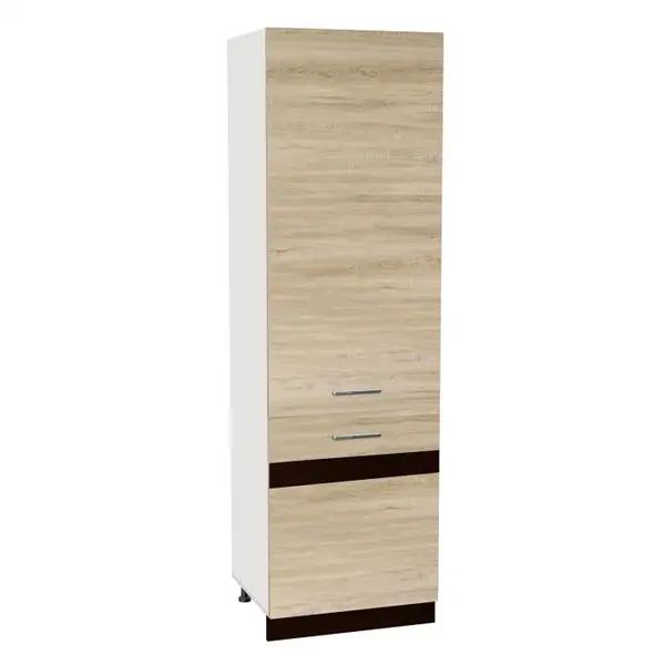 Soldat 60 YANA, 2 usi, corp alb, fronturi sonoma deschis + sonoma inchis, 60x60x200 cm