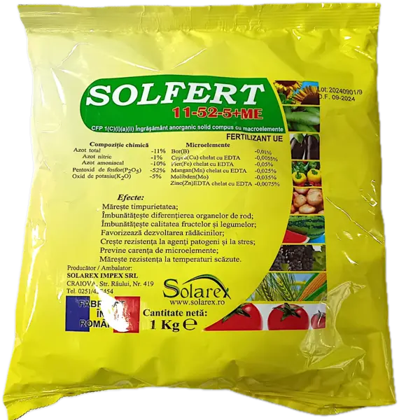 Solfert 11-52-5+ME 1 kg, ingrasamant tip NPK+microelemente, Solarex, mareste timpurietatea - Default Title