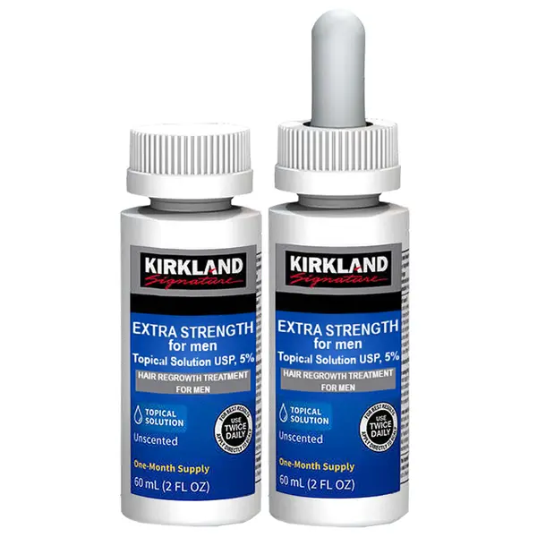 Solutie 2 Luni, Kirkland, Minoxidil 5%, Tratament Impotriva Caderii Parului, Pipeta Inclusa, 2x 60ml