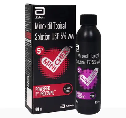 Solutie, Abbott, Minicheck, Minoxidil 5%, impotriva Caderii Parului, fara Alcool, Tratament 1 Luna, 60ml