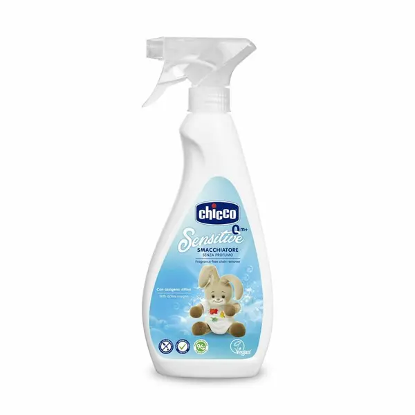 Solutie de indepartat pete, Chicco, 96% ingrediente naturale, Fara parfum, Hipoalergenic, Testat dermatologic, 500 ml