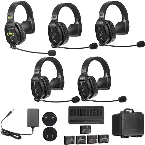 Solutie intercom completa Saramonic WiTalk WT5S, 5 persoane, Full-Duplex, 1.9GHz, single-ear (Negru)