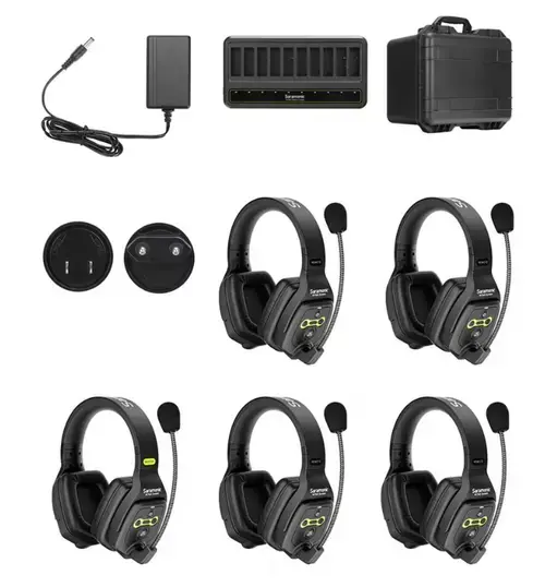 Solutie intercom stereo comp Saramonic WiTalk WT5D5xbat, 5 pers, Full-Duplex 1.9GHz, dual-ear, Negru