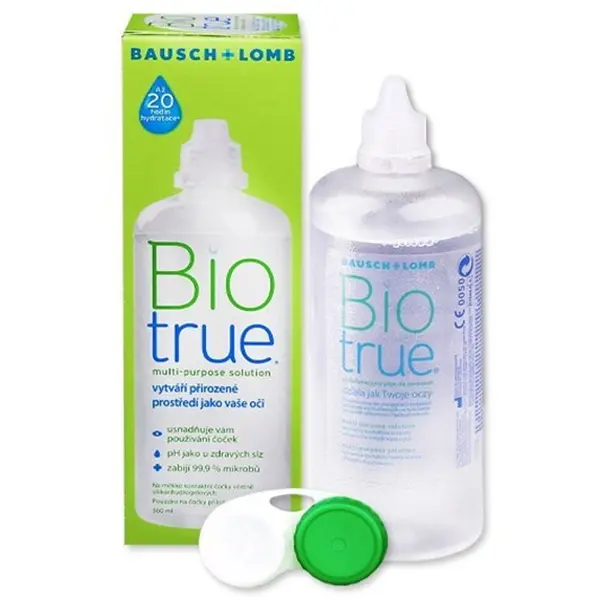 Solutie intretinere lentile de contact Biotrue 360 ml + suport lentile cadou