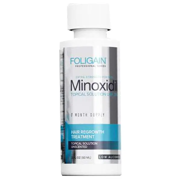 Solutie pentru Cresterea Parului, Foligain, Minoxidil 5%, cu Alcool Redus, Pipeta Inclusa, 1x 60ml