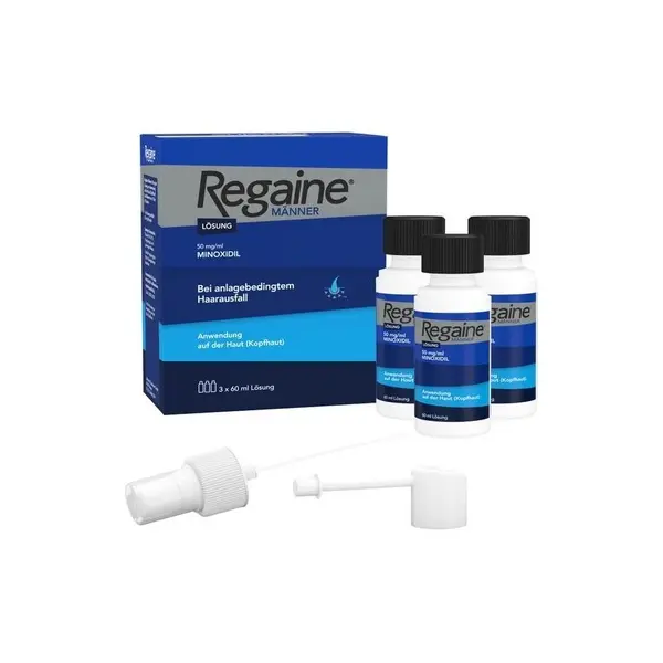 Solutie pentru Cresterea Parului, Johnson & Johnson, Regaine, Minoxidil 5%, Pulverizator Inclus, 3x 60ml