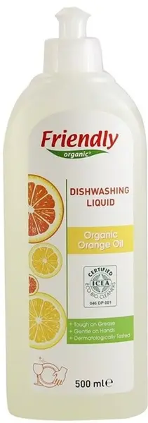 Solutie pentru vase Friendly Organic - cu extract de portocala, 500 ml