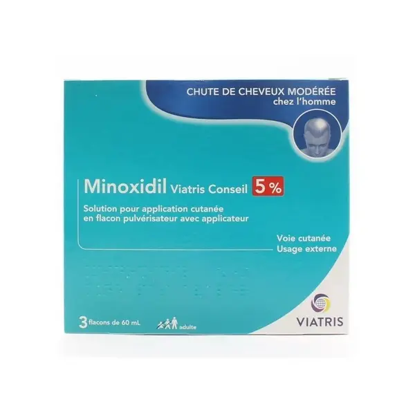 Solutie, Viatris, pentru Cresterea Parului, Minoxidil 5%, Pulverizator Inclus, 3x 60ml