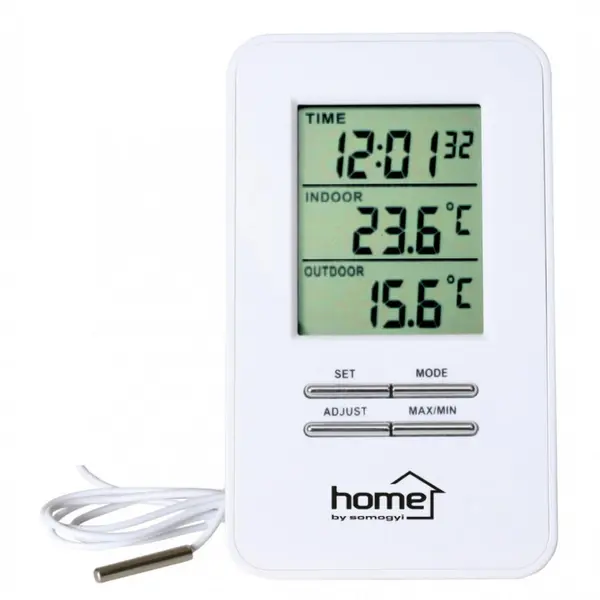 Somogyi Termometru cu ceas Home HC 12, cu fir, pentru interior si exterior