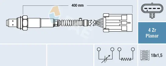 Sonda Lambda (numar fire 4, 400mm) potrivit CHEVROLET AVEO KALOS; DAEWOO KALOS 1.4 09.02-
