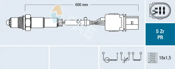 Sonda lambda (numar fire 6, 600mm) potrivit AUDI A4 B7, A4 B8, A5, A6 ALLROAD C6, A6 C6, Q5; OPEL ZAFIRA C 1.6D-3.2 05.04-