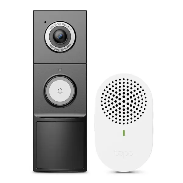 Sonerie video smart TP-Link Tapo D235, 5MP 2K, WiFi 2.4GHz, vedere nocturna color, baterie 10000mAh, audio bidirectional, microSD 512GB, IP66, chime inclus Tapo D100C