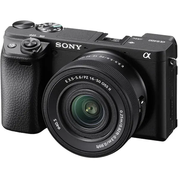 Sony Aparat foto Mirrorless Sony Alpha A6400A, 24.2 MP, APS-C, E-mount, 4K HDR, 4D Focus, Time-lapse, ISO 100-32000, Negru + Obiectiv SELP16502 16-50mm