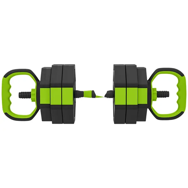 Soozier Set de Ganterele Reglabile 4-în-1, Utilizabil ca Kettlebell, Bară, Ganteră, Suport pentru Flotări, Set Greutăți de 25 kg pentru Bărbați și Femei, Verde | Aosom Romania