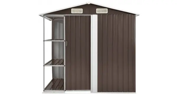 Sopron de gradina cu etajera, maro, 205 x 130 x 183 cm, fier
