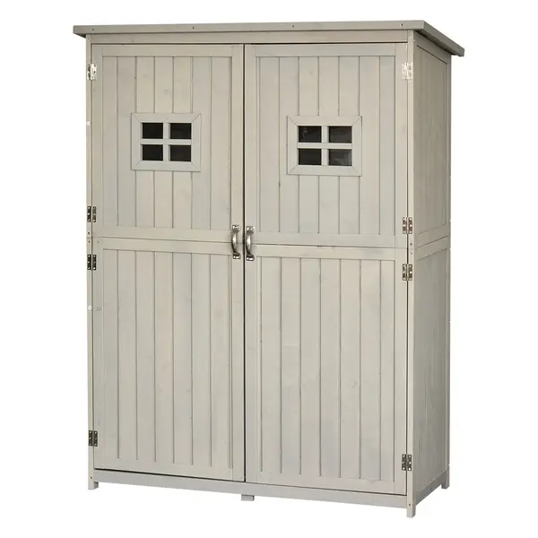 Sopron de Gradina din Lemn de Brad Outsunny cu Usa Dubla, Magazie Scule, 127,5x50x164cm | Aosom Romania