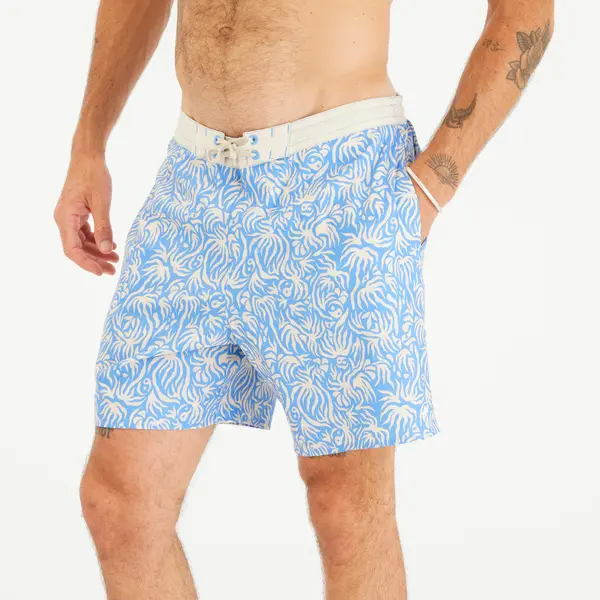 Șort de baie semi-lung Boardshort surf 18'' 100 Flora Bărbați
