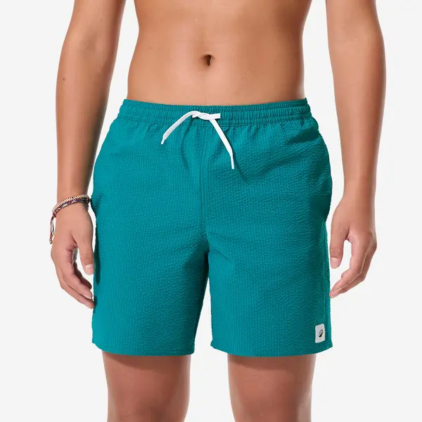 Șort de baie surf 100 Seersucker Verde Copii