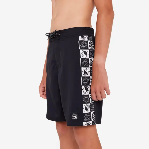 Șort de baie surf 900 Band Negru Copii