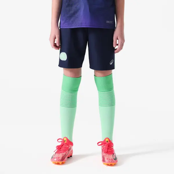 Șort de fotbal VIRALTO KIDS copii Bleumarin cu bandă verde