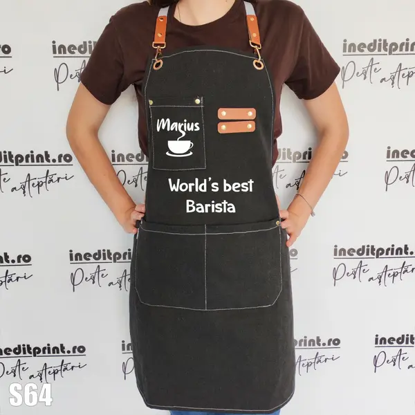 Sort Denim personalizabil Barista - S64 Negru