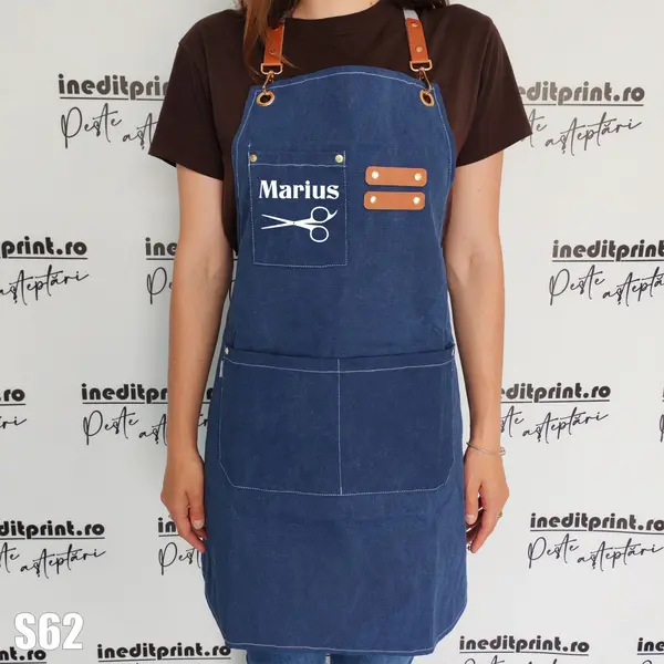 Sort Denim personalizabil Coafor sau Frizerie - S62 Albastru