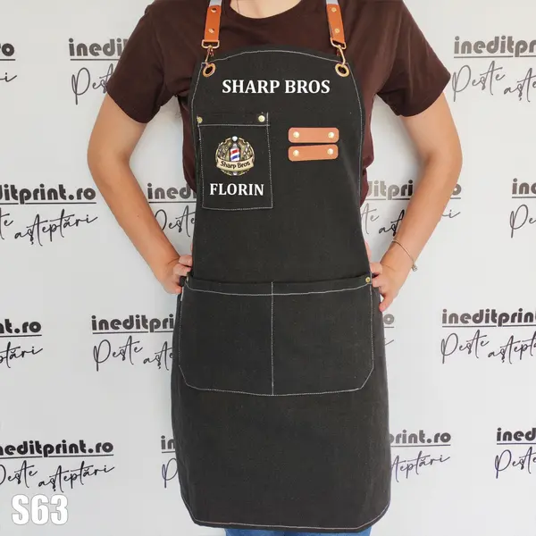 Sort Denim personalizabil cu Numele afacerii, Logo si nume - S63 Negru