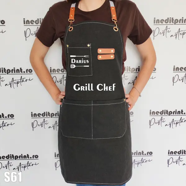 Sort Denim personalizabil Grill Chef - S61 Negru