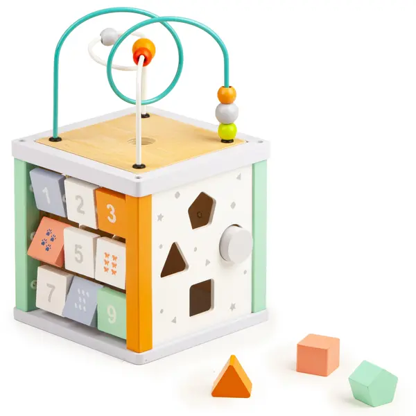 Sortare cuburi educative din lemn + blocuri Ecotoys
