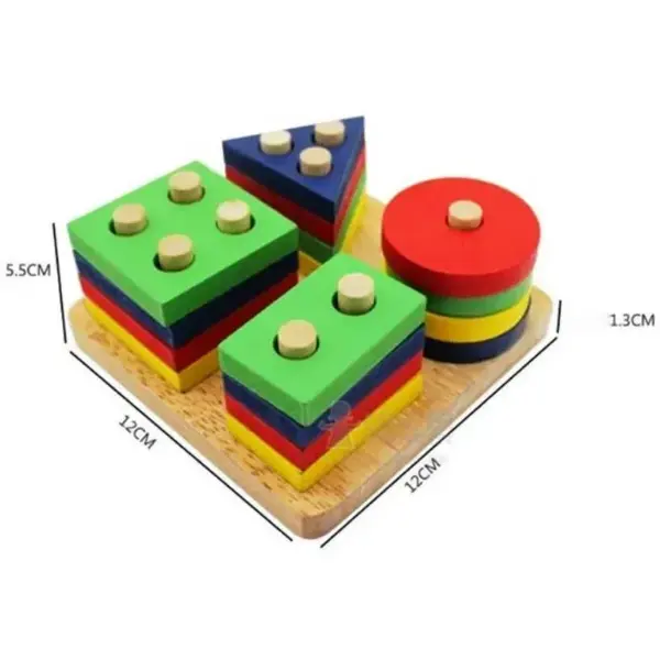 Sortator Geometric din Lemn – 4 Coloane Montessori - Default Title