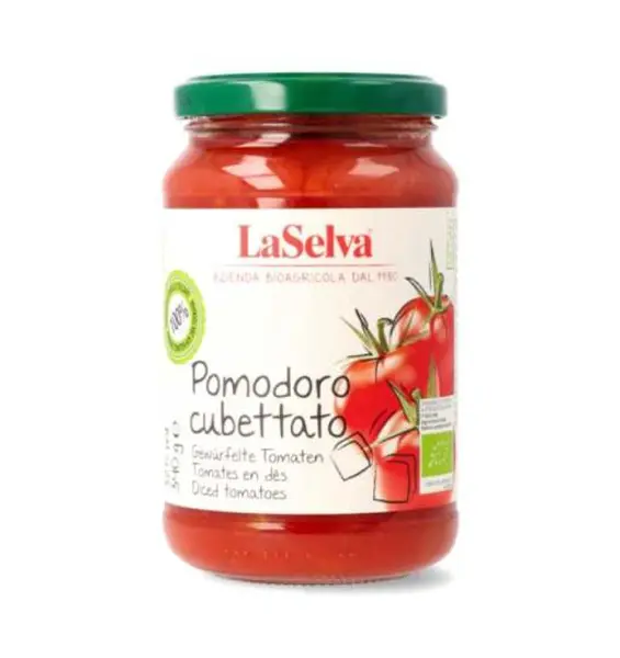 Sos bio de rosii taiate cubulete, 325ml/340g LaSelva