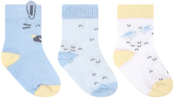 Șosete pentru bebeluși cu urechi 3D KikkaBoo Stripy Friends - 1-2 ani, 3 buc