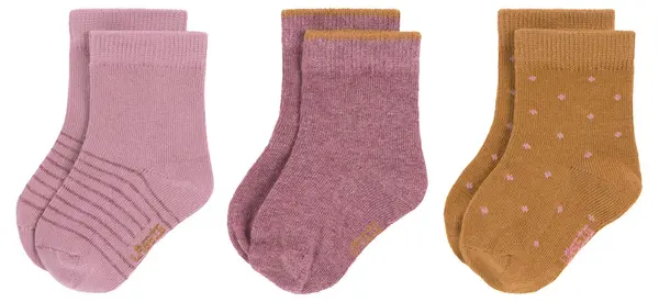 Șosete pentru bebeluși Lassig - Cosy Leg Wear, 3 bucăți, 23-26 cm, Rosewood
