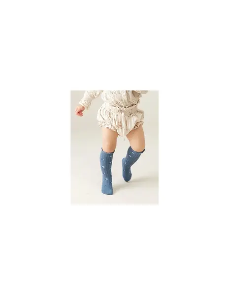 Sosete Ruffle Knee model albastru