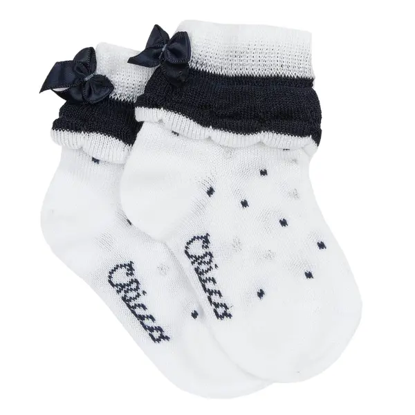 Sosete scurte copii Chicco, Alb Cu Bleumarin, 05557-66MFCO