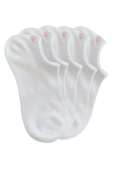 Sosete scurte dama albe cu detaliu brodat – set 5 perechi (Marime sosete: 38/41)