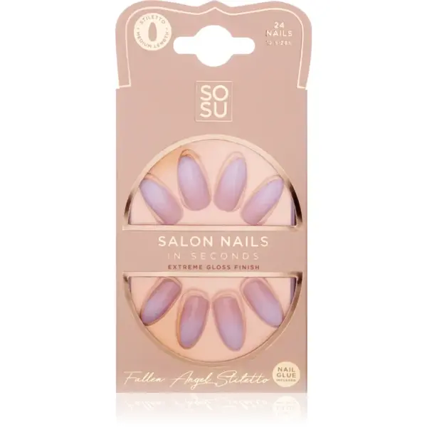 SOSU Cosmetics Salon Nails unghii artificiale culoare Fallen Angel 24 buc