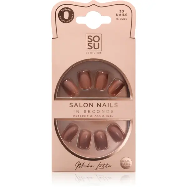 SOSU Cosmetics Salon Nails unghii artificiale culoare Mocha Latte 30 buc