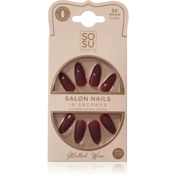 SOSU Cosmetics Salon Nails unghii artificiale culoare Mulled Wine 30 buc