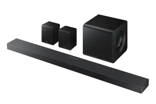 Soundbar Samsung HW-QS750F, 5.1.2, 465W, Bluetooth, Wi-Fi, Subwoofer & Kit wireless, Wireless Dolby Atmos, HDMI eARC (Negru)