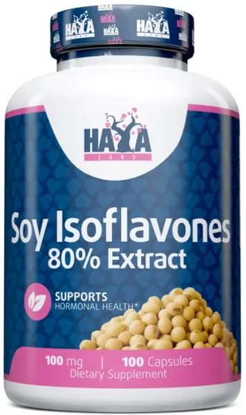 Soy Isoflavones 80% Extract, 100 mg, 100 capsule, Haya Labs