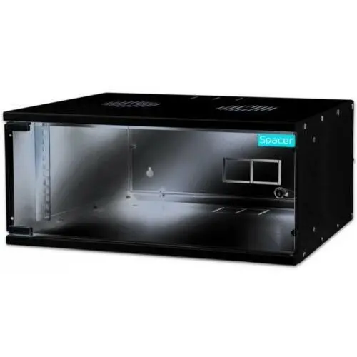spacer Cabinet 19 inch Spacer 4U SPCW-4U-450-BK, fixare pe perete, dezasamblat, sarcina maxima 100Kg, Negru